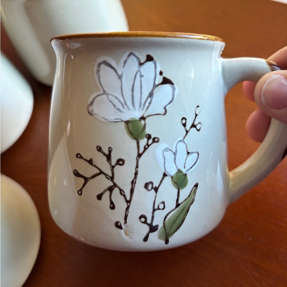 Vintage Casualstone - Set of 4 Coffee Mugs  in Korea Floral Pattern Cups 1970s - Picture 2 of 8